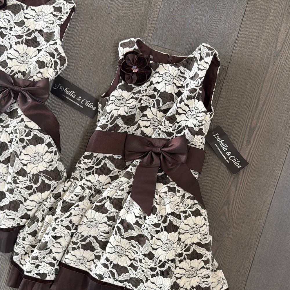 Isobella & Chloe Chocolate and Ivory Lace Dress